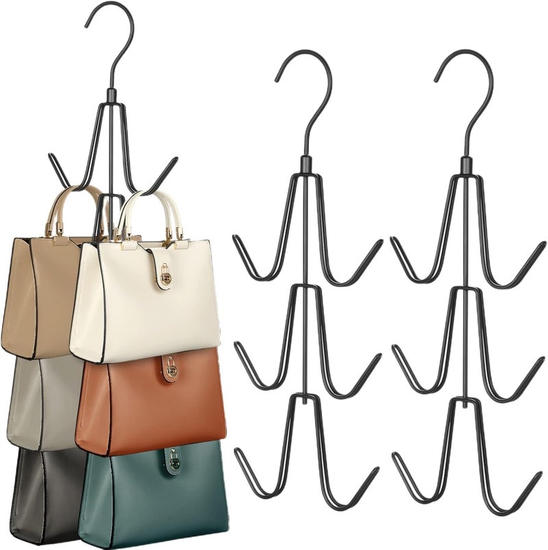 Topia Hanger Purse Hanger Organizer for Closet, 2-Pack Handbag Organizer Hanger, 360°Swivel Metal Purse Hooks, Bag Rack, Belt Organizer, Tie Rack, Scarf Hanger, Bag Storage Organizer, Black - Image 1